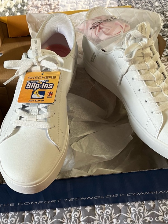 Skechers Shoes - Skechers Women's White Hands-Free Slip-In Low-Top Sneakers